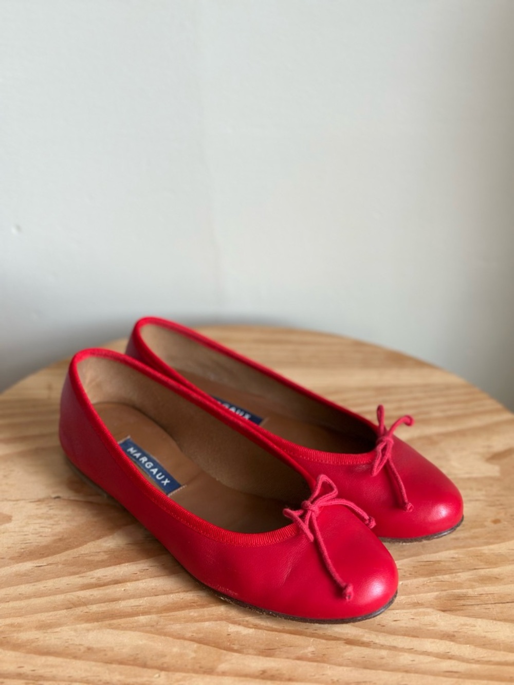 Margaux The Demi Scarlet Red Nappa Leather Bow Ballet Flats